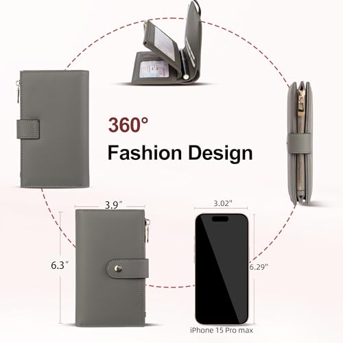 yiijay Women's Wallet RFID Blocking Leather Trifold Clutch Wallet Credit Card Holder Ladies Travel Wallet Purse with Pen Holder - Image 4