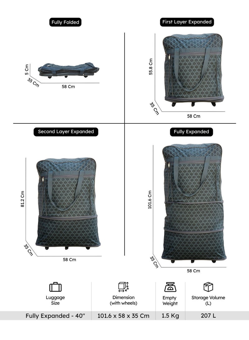 ZAAPPY Expandable Collapsible Lightweight Travel Duffel Mesh Wheel Bag, Rolling Storage Bag, Space Saving - Image 3