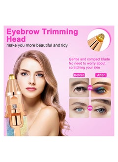 MARK STORE 2 in 1 Eyebrow Trimmer and Face Hair Removal, Painless Electric Remover for Lips Nose Face Body Peach Fuzz, Lady Shaver with Eyebrow Trimmer, Built in LED Light. Wonderful gift for Ladies.  - Image 2
