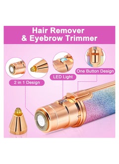 MARK STORE 2 in 1 Eyebrow Trimmer and Face Hair Removal, Painless Electric Remover for Lips Nose Face Body Peach Fuzz, Lady Shaver with Eyebrow Trimmer, Built in LED Light. Wonderful gift for Ladies.  - Image 4
