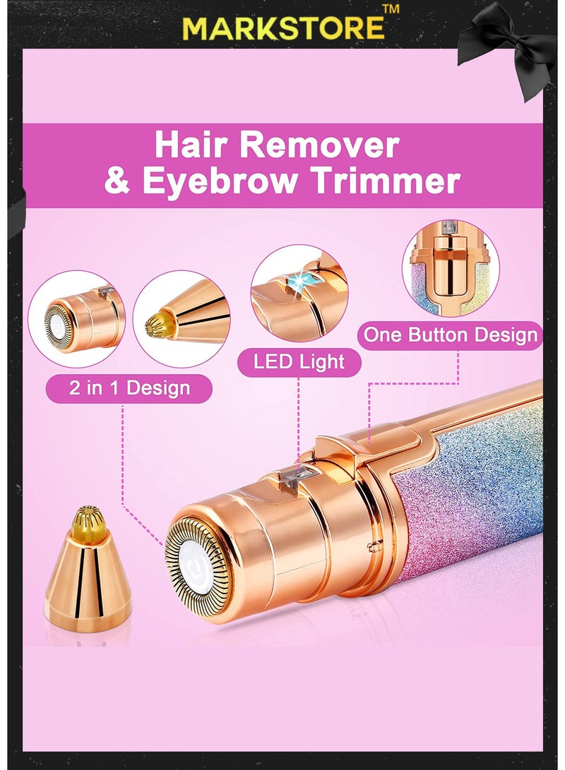 MARK STORE 2 in 1 Eyebrow Trimmer and Face Hair Removal, Painless Electric Remover for Lips Nose Face Body Peach Fuzz, Lady Shaver with Eyebrow Trimmer, Built in LED Light. Wonderful gift for Ladies.  - Image 4