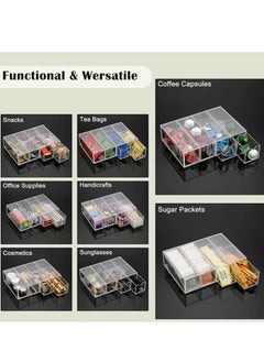 General 2pcs Desktop Storage Box，Sunglasses Case Storage Box，Coffee Pods Storage Box with 4 Drawer, Jewelry Cosmetic with Lid, Stackable Small Desktop Organiser Drawer for Office, Batheroom, Dresser（24.5*17  - Image 5