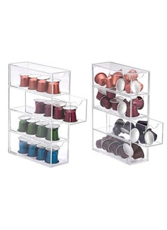 General 2pcs Desktop Storage Box，Sunglasses Case Storage Box，Coffee Pods Storage Box with 4 Drawer, Jewelry Cosmetic with Lid, Stackable Small Desktop Organiser Drawer for Office, Batheroom, Dresser（24.5*17  - Image 1