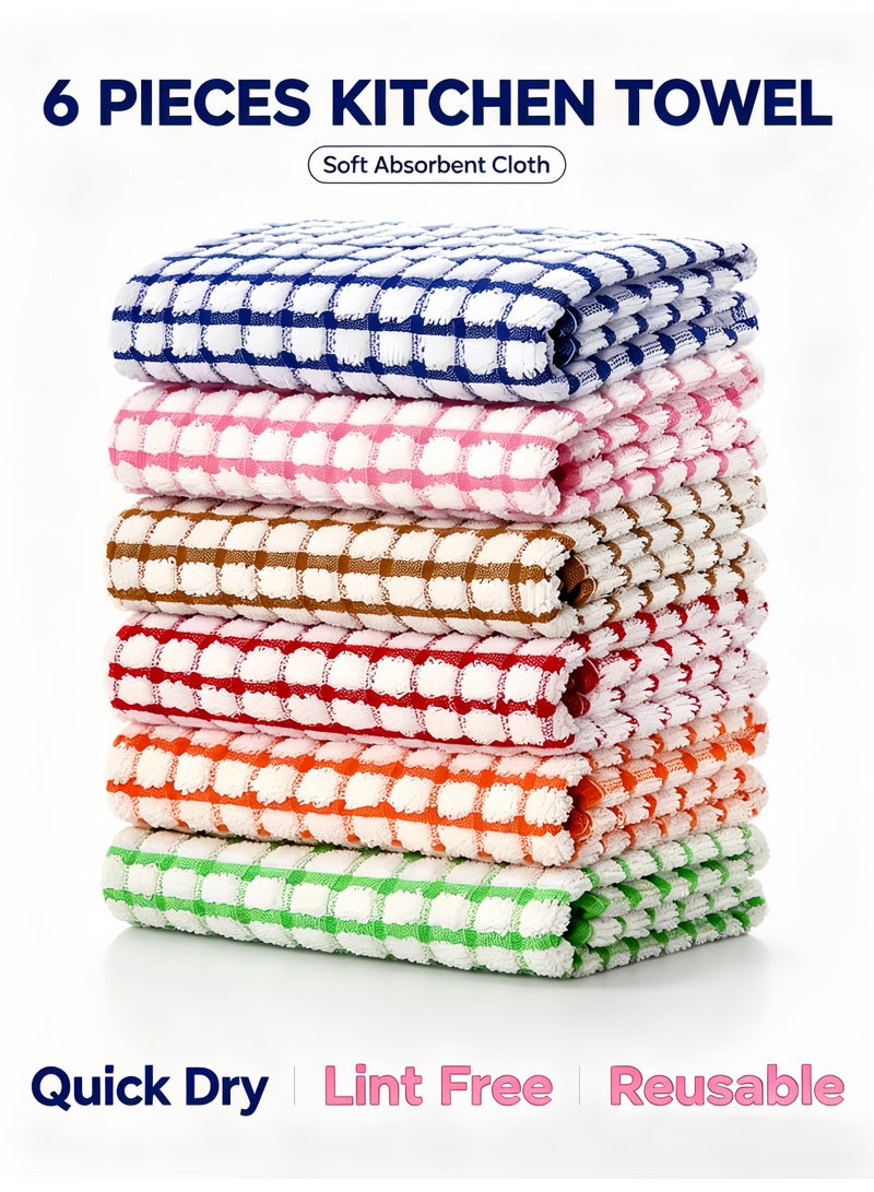 6 Pcs Kitchen Dish Towels,Bulk Cotton Kitchen Towels, Dish Cloths for Dish Rags for Drying Dishes Clothes and Dish Towels, Drying Dishes and Table(28X40cm) - Image 1
