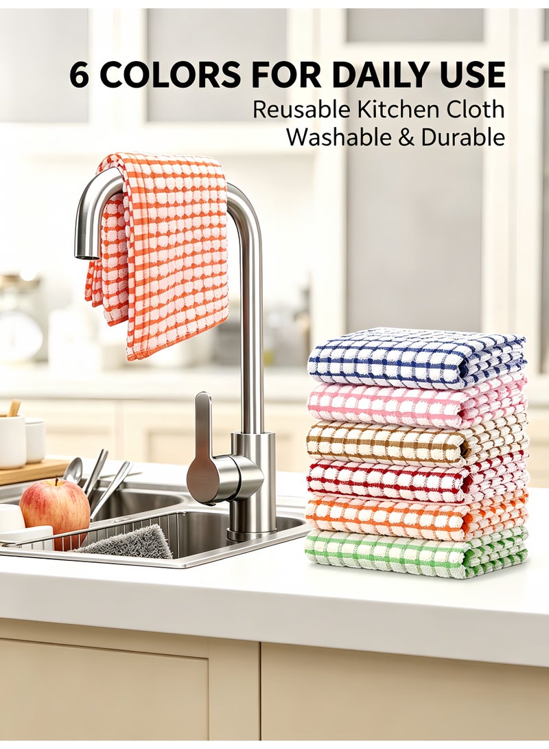 6 Pcs Kitchen Dish Towels,Bulk Cotton Kitchen Towels, Dish Cloths for Dish Rags for Drying Dishes Clothes and Dish Towels, Drying Dishes and Table(28X40cm) - Image 3