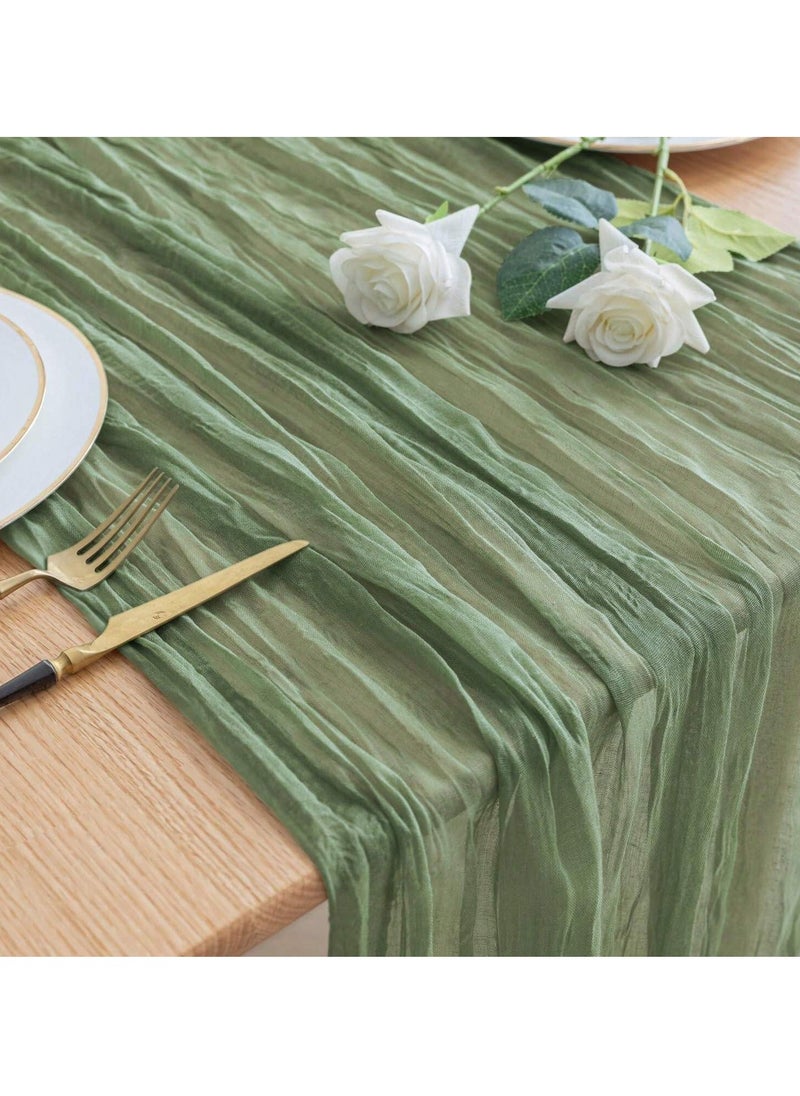 Generic 1 piece of curly tablecloth, coarse cloth backing, gauze tablecloth, Bohemian countryside decoration, used for weddings, receptions, bridal showers, holidays, parties (green)  - Image 1