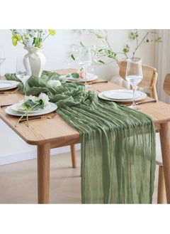 Generic 1 piece of curly tablecloth, coarse cloth backing, gauze tablecloth, Bohemian countryside decoration, used for weddings, receptions, bridal showers, holidays, parties (green)  - Image 3
