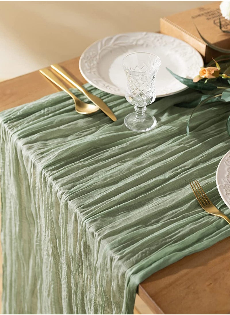 Generic 1 piece of curly tablecloth, coarse cloth backing, gauze tablecloth, Bohemian countryside decoration, used for weddings, receptions, bridal showers, holidays, parties (green)  - Image 2