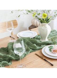 Generic 1 piece of curly tablecloth, coarse cloth backing, gauze tablecloth, Bohemian countryside decoration, used for weddings, receptions, bridal showers, holidays, parties (green)  - Image 4