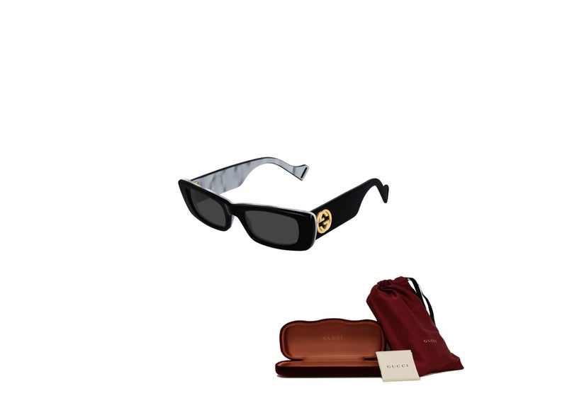 Gucci GG0516S 001 52MM Black/Grey Geometric Square Sunglasses for Women + BUNDLE with Designer iWear Eyewear Kit - Image 3