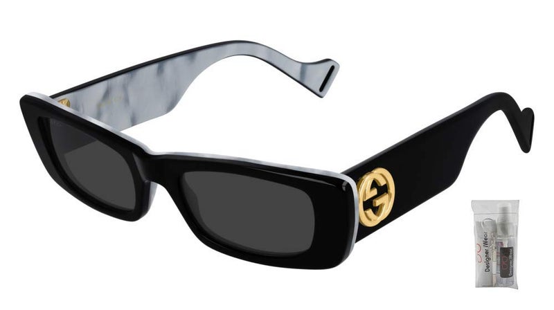 Gucci GG0516S 001 52MM Black/Grey Geometric Square Sunglasses for Women + BUNDLE with Designer iWear Eyewear Kit - Image 2