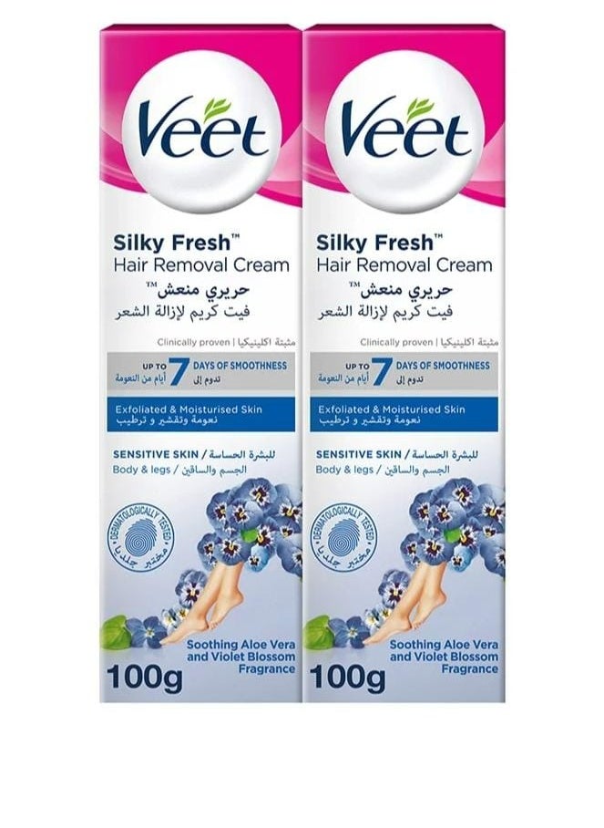 Veet Pack of 2 Hair Removal Cream For Sensitive Skin 100grams  - Image 1