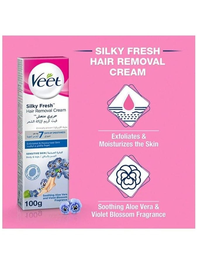 Veet Pack of 2 Hair Removal Cream For Sensitive Skin 100grams  - Image 2
