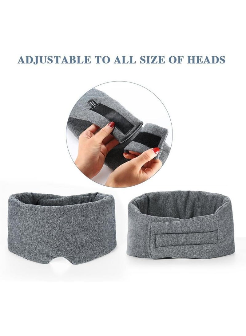 KHAJUL Cotton Sleep Eye Mask, Light-Blocking Travel Blindfold with Adjustable Strap, Soft Zero-Pressure Comfort for Side Sleepers (Grey)  - Image 3