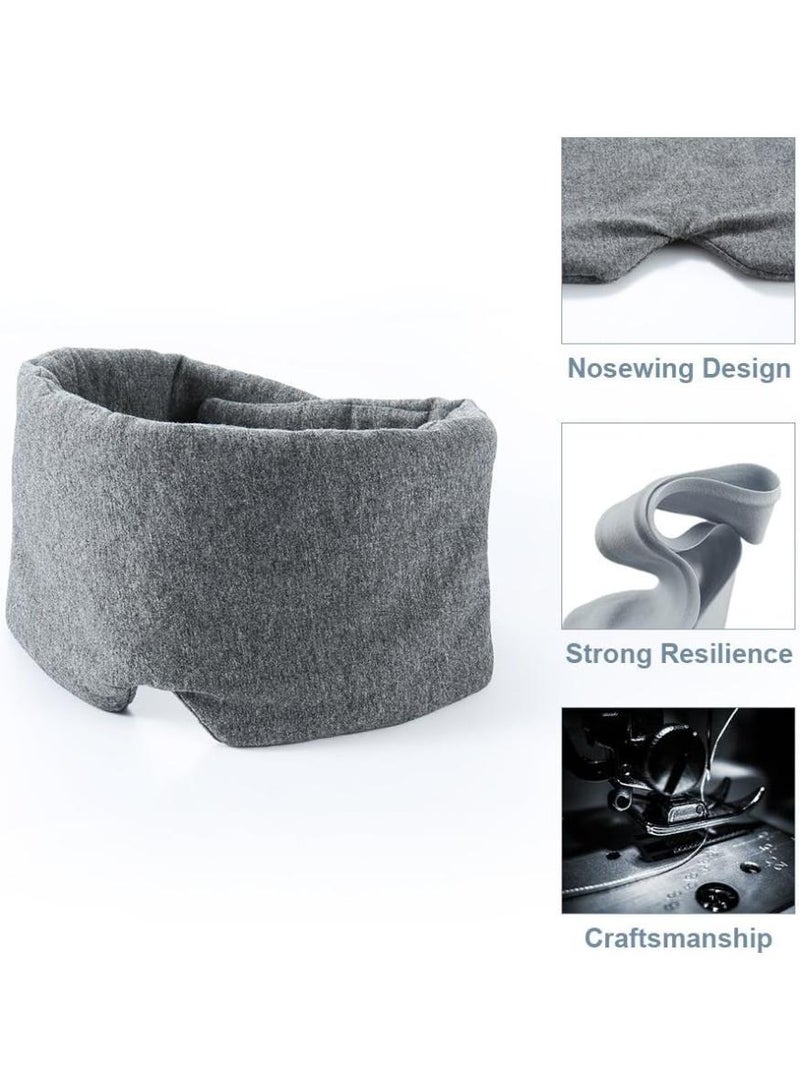KHAJUL Cotton Sleep Eye Mask, Light-Blocking Travel Blindfold with Adjustable Strap, Soft Zero-Pressure Comfort for Side Sleepers (Grey)  - Image 4