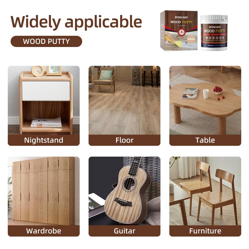 Boncart Wood Filler,Wood Putty,Wood Filler Paintable,Wood Repair Putty Stainable,9.87 Ounce Natual Wood Filler,Wood Furniture Repair Kit,Quickly Repair Any Broken and defective Wooden Furniture - Image 5