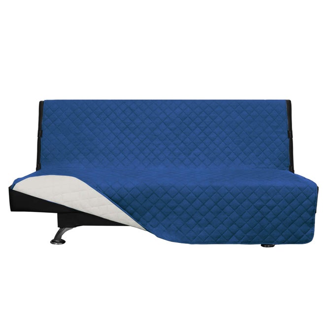 EASYGOING FUTON SOFA SLIPCOVER REVERSIBLE ARMLESS COUCH COVER WATER RESISTANT PETS KIDS BLUEIVORY