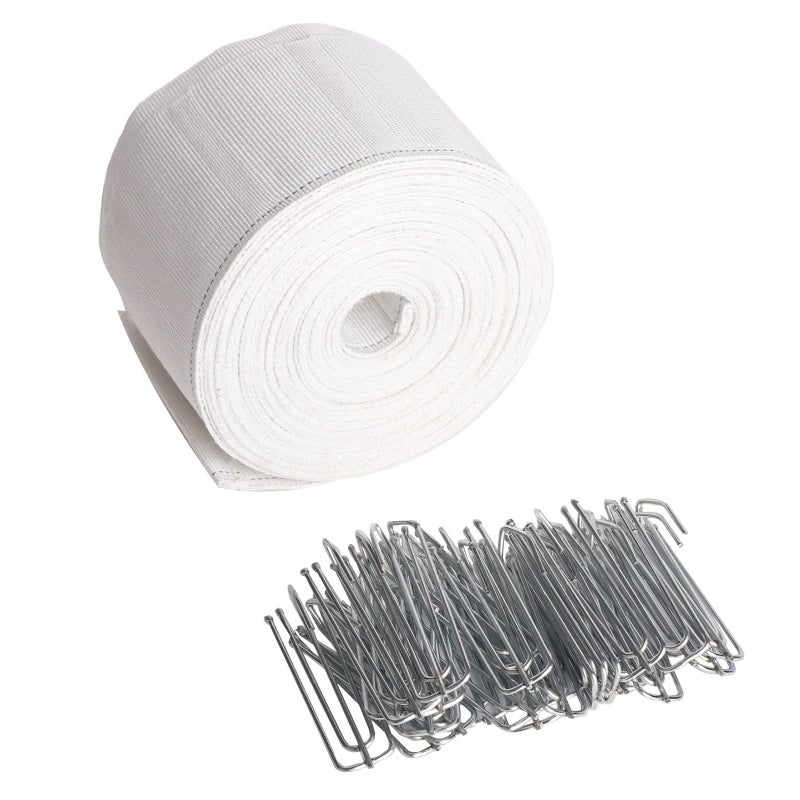 Curtain Pleat Tape 10 Meters109 Yards Pleater Tape for Curtains Included 30 Pcs Stainless Steel 4 Prongs Curtain Pleater Hooks for DIY Pinch Pleat Curtain White