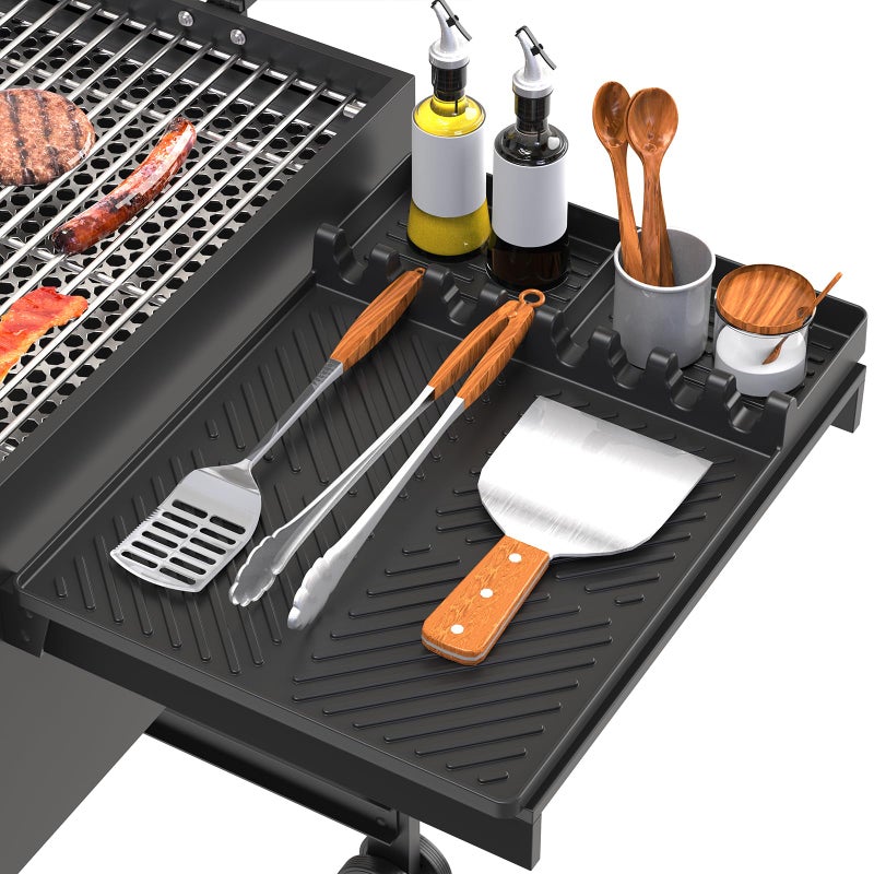lanlw Silicone Grill Mat Compatible with Blackstone, Silicone Griddle Tools with Drip Pad, Spatula Mat for Outdoor Grill Kitchen Counter (Black) - Image 1