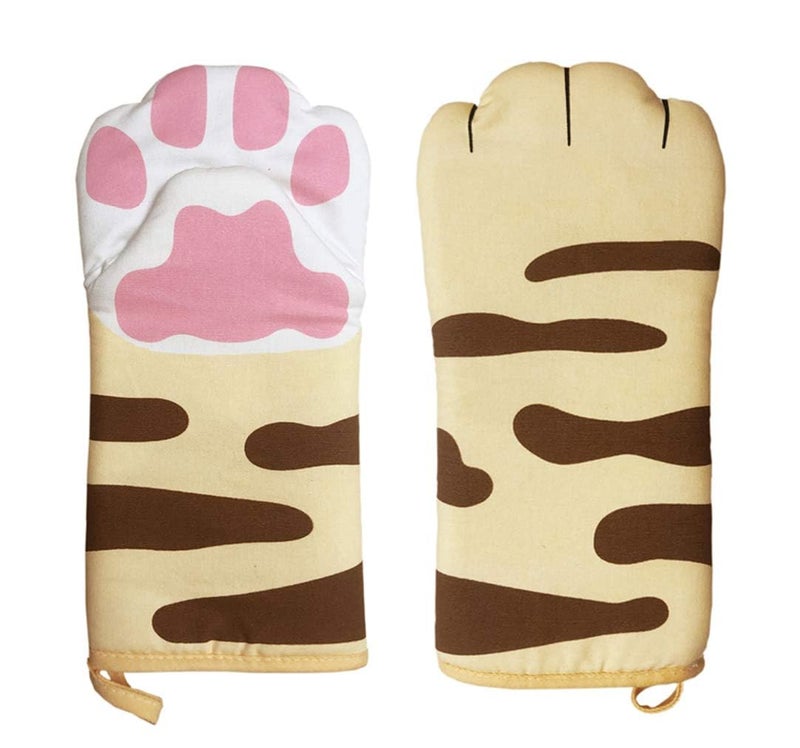 axusitt Oven Mitts Kitchen Cooking Baking Heat Resistant Cat Glove, 1 Pair Claw - Image 1