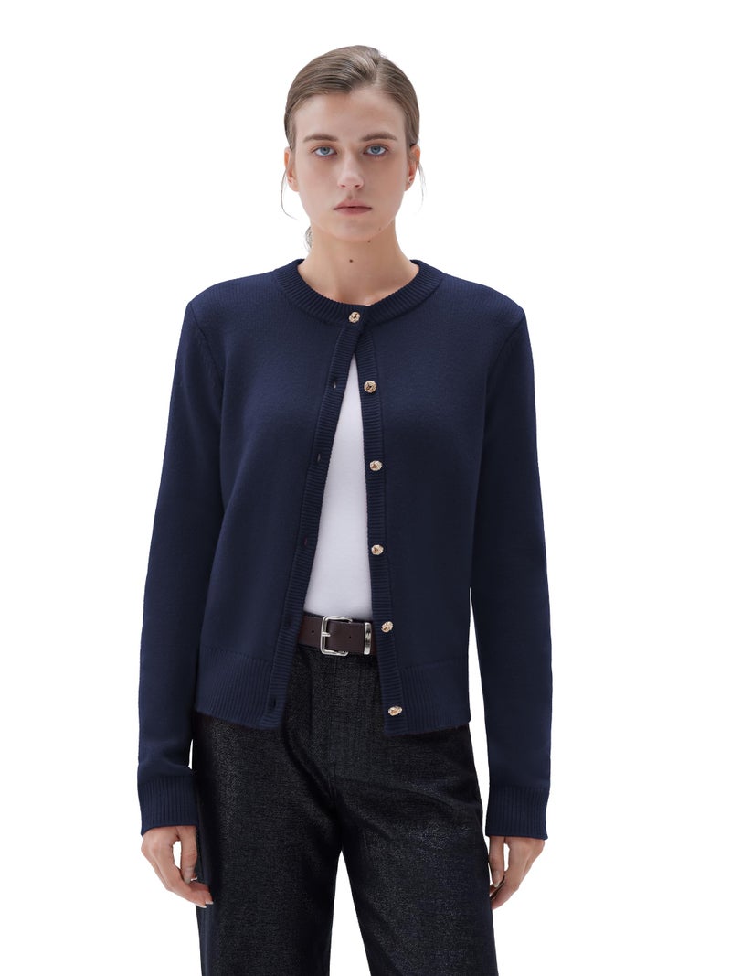 SUUKSESS Women Chunky Cashmere Blend Cardigan Sweaters 2025 Trendy Fall Fashion Button Up Long Sleeve Knit Outfits(Navy XS) - Image 1