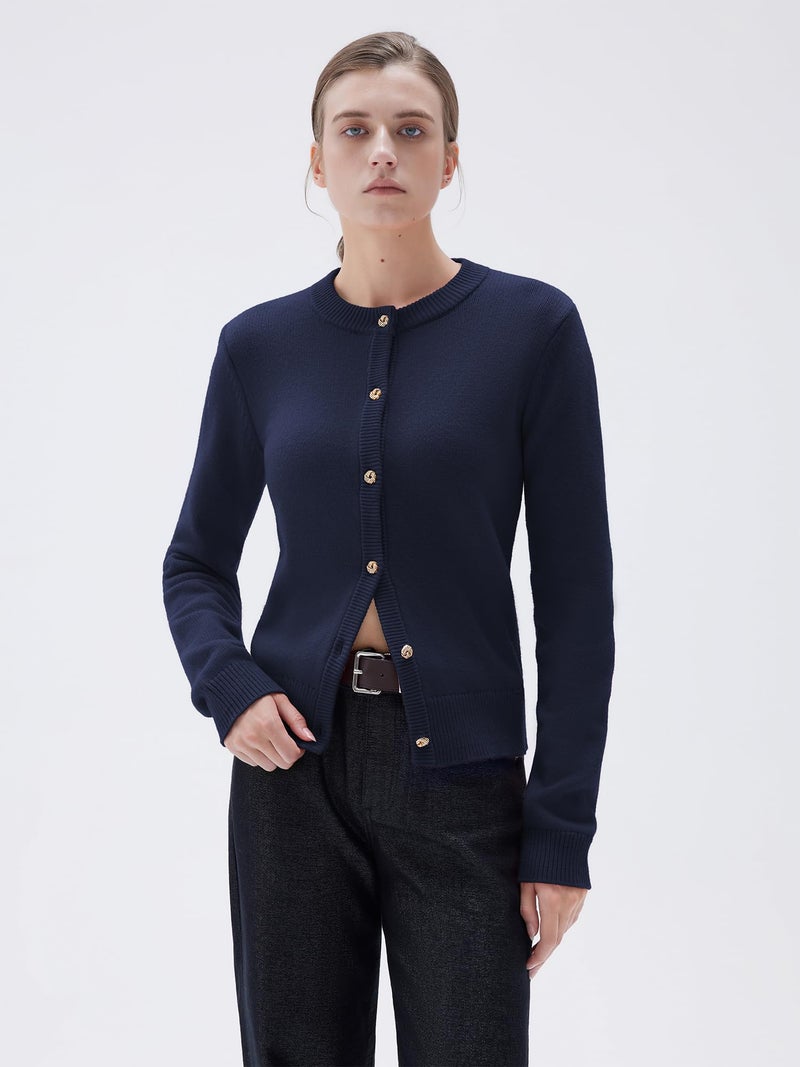 SUUKSESS Women Chunky Cashmere Blend Cardigan Sweaters 2025 Trendy Fall Fashion Button Up Long Sleeve Knit Outfits(Navy XS) - Image 5