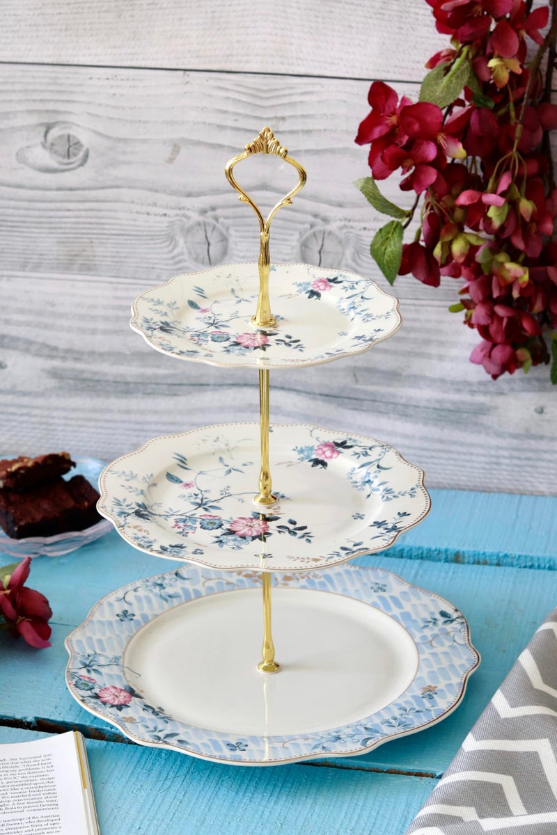 Vigneto Spring Meadows Three Tier Dessert Stand, Cupcake Display and Cake Stand, Detachable Serving Dessert Tower | Finest Premium Porcelain - Image 4