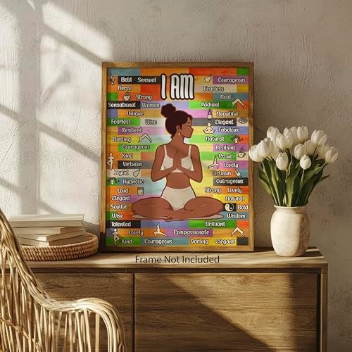 ZUKIY I Am Women Empowerment Word Art - Inspirational Wall Art for Women Office or Bedroom - Affirmation Poster 8x10 Unframed Print - Motivational Decor for Yoga Room Home Classroom or Therapy Space - Image 5