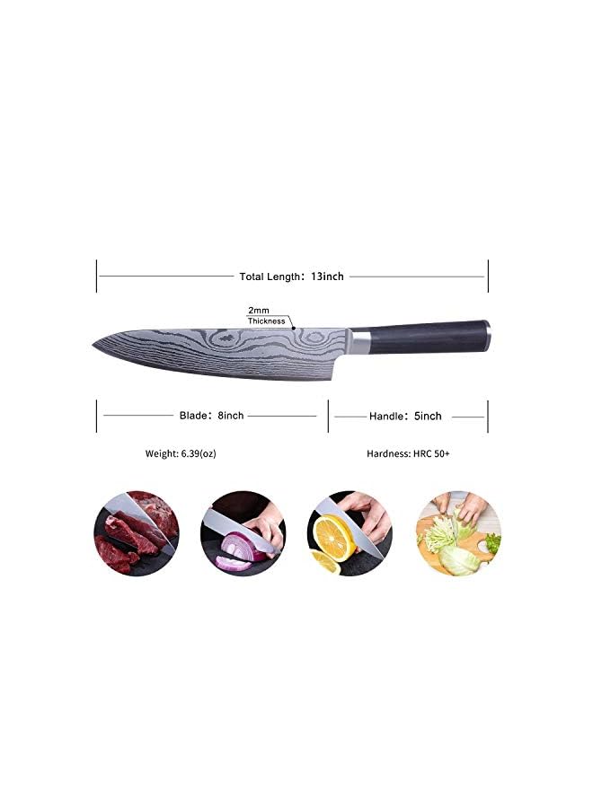 IAF Knife 8 Inches German High Carbon Stainless Steel Ultra Sharp Professional Kitchen Knife with Ergonomic Handle and Sheath Cover (Cover design may vary) Best Choice for Home Kitchen and Restaurant - Image 2