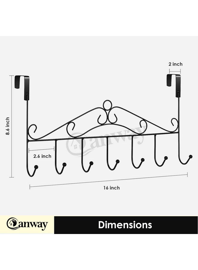 CANWAY Metal 2 Pieces Over The Door Hanger With 7 Hooks For Home And Office, No Drilling Required, Black - Image 4