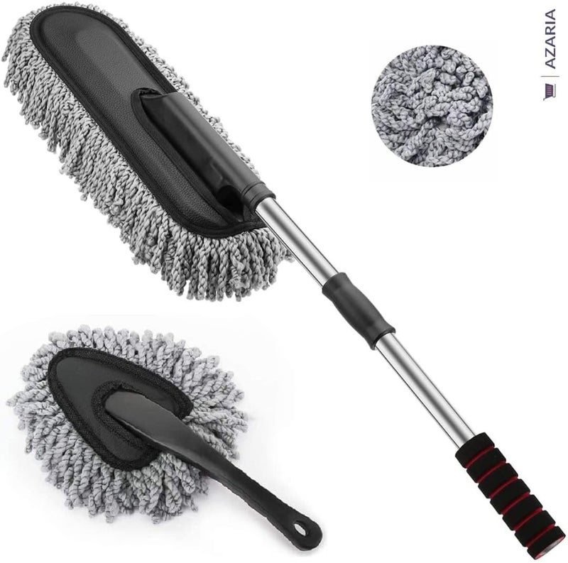 AZARIA 5 PCS Microfiber Car Duster Kit - Interior & Exterior Car Cleaning Detailing Tool Scratch & Lint Free Pollen Removing Extendable Long Handle Duster for Car & Motorcycle car Accessories (A1) - Image 2
