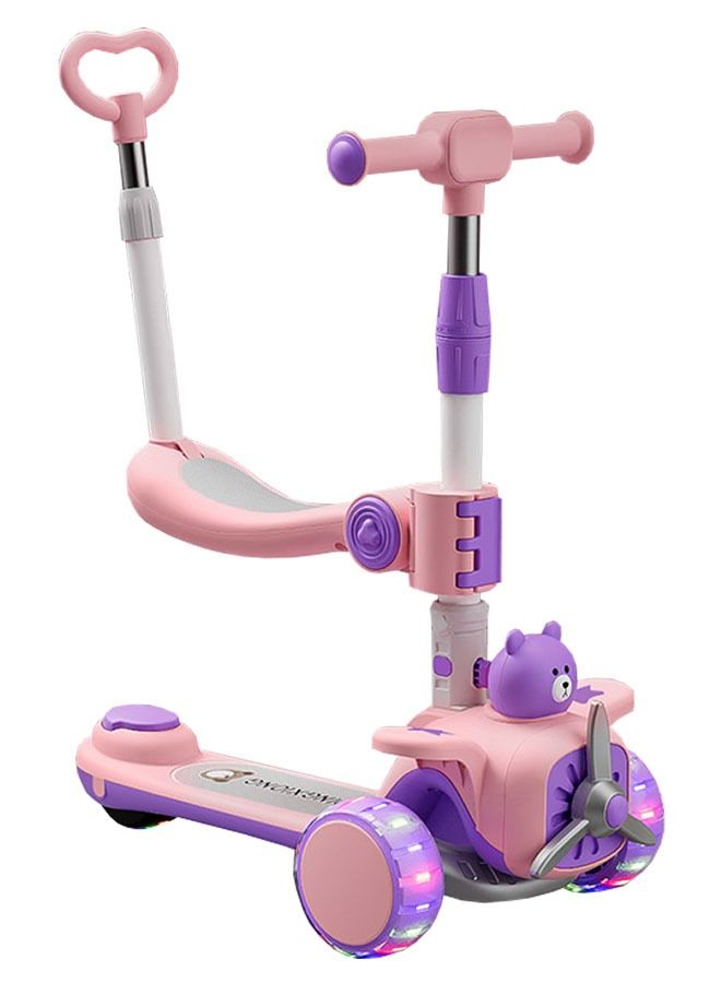 ZCM-HAPPY 3-in-1 Foldable Children's 3-Wheel Scooter, LED Wheel Scooter, Slideable, Rideable - Image 1