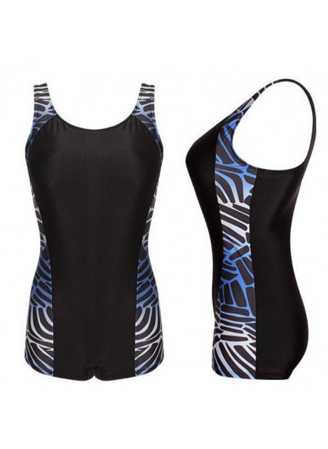 Generic - Special Offer Swimwear Women's Plus Size Elderly Swimming Suit Chubby Girl Loose Conjoined Flat Corner Conservative Plus Fertilizer Hot Spring Swimwear-Color:Black Ripple-Size:Xl ( 50-60kg ) - Image 1