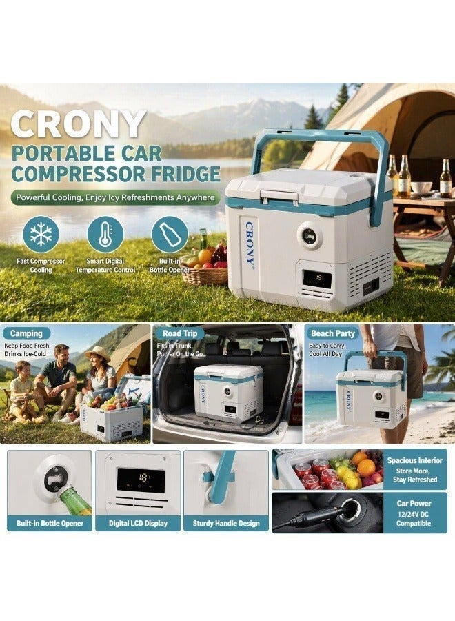 CRONY MC20 20L Portable Car Refrigerator small fridge – Ultra-Quiet Dual AC/DC Power, LED Display, –22 °C to 20 °C Cooling, Bottle Opener & Cup Holder, Interior LED Light, Wire Fence Organizer, Ideal for Road Trips & Camping - Image 4