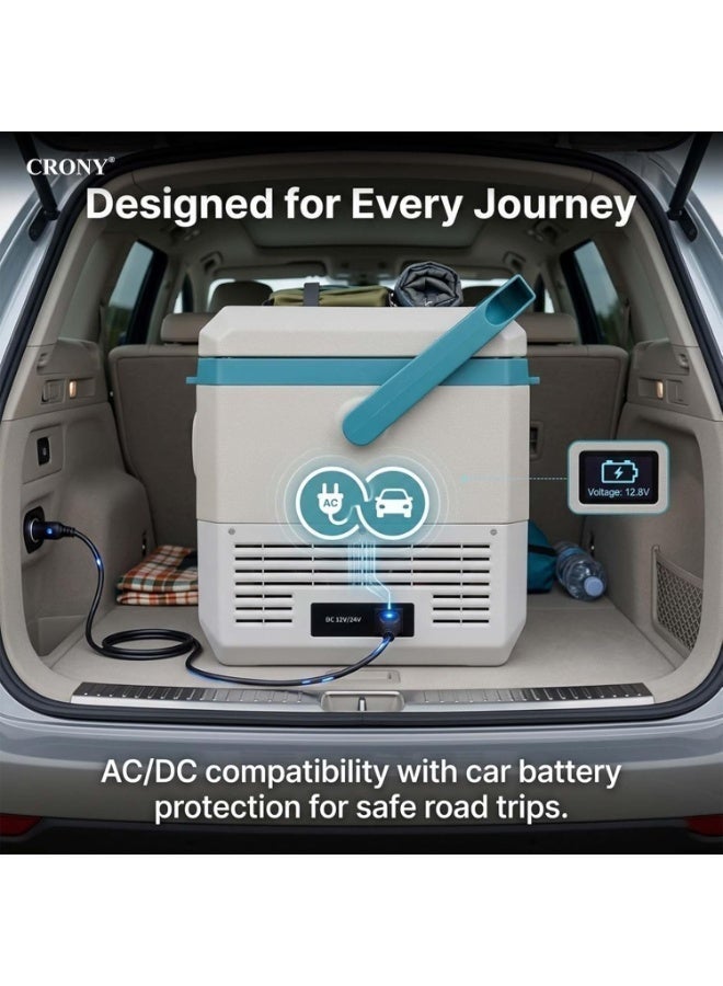 CRONY MC20 20L Portable Car Refrigerator small fridge – Ultra-Quiet Dual AC/DC Power, LED Display, –22 °C to 20 °C Cooling, Bottle Opener & Cup Holder, Interior LED Light, Wire Fence Organizer, Ideal for Road Trips & Camping - Image 2