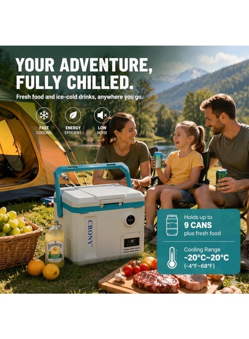 CRONY MC20 20L Portable Car Refrigerator small fridge – Ultra-Quiet Dual AC/DC Power, LED Display, –22 °C to 20 °C Cooling, Bottle Opener & Cup Holder, Interior LED Light, Wire Fence Organizer, Ideal for Road Trips & Camping - Image 3