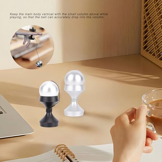 NOENNULL Desk Toy Stress Relief Rotating Gyroscope Desktop Decompression Toy with Silicone Cover for Office, Relieve Stress Anxiety for Kids Adults (Black) - Image 4