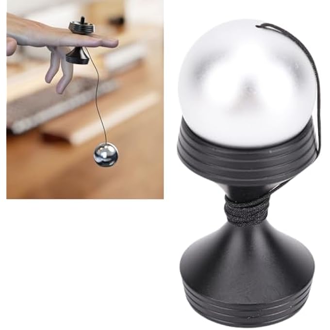 NOENNULL Desk Toy Stress Relief Rotating Gyroscope Desktop Decompression Toy with Silicone Cover for Office, Relieve Stress Anxiety for Kids Adults (Black) - Image 5