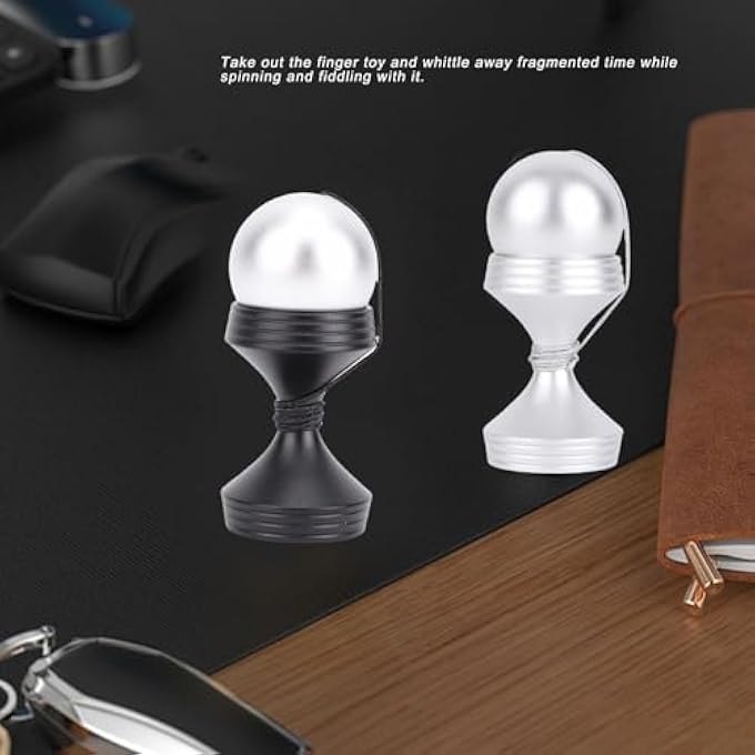 NOENNULL Desk Toy Stress Relief Rotating Gyroscope Desktop Decompression Toy with Silicone Cover for Office, Relieve Stress Anxiety for Kids Adults (Black) - Image 3