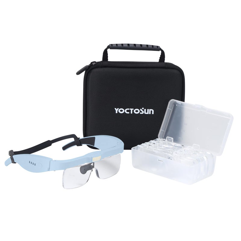 YOCTOSUN Magnifying Glasses for Close Work with 3 LED Lights, Storage Case, Head Strap and 5 Detachable Lenses 0.75X,1.25X,2.0X,3.0X 4.0X, Headset Magnifier for Jewelry, Hobby & Crafts - Image 1
