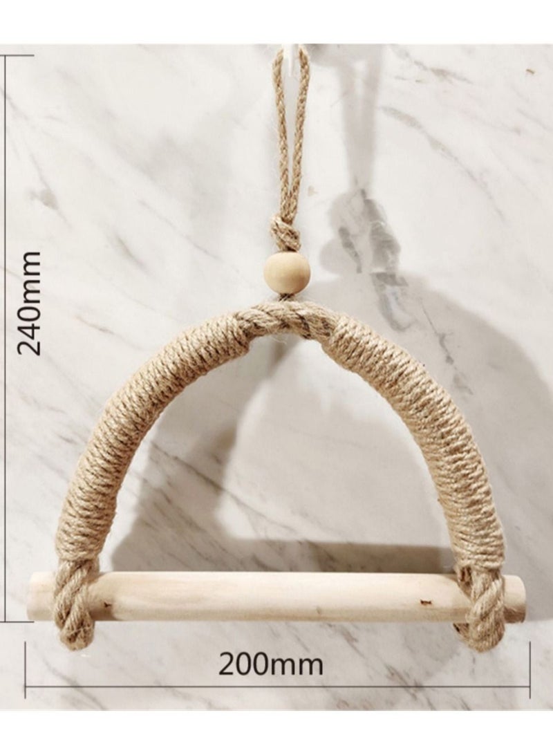 SYOSI Toilet Roll Holder, Antique Rope Style Jute Towel and Tissue Paper Roll Holder, Wall Mounted Toilet Paper Wood Roll Holder, Home Bathroom Kitchen Country House Retro Decoration, 1 Pcs - Image 4
