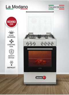 La Modano La Modano 60cm Gas Cooking Range with 4 Gas Burners Automatic Ignition Stainless Steel Finish and a Spacious 65L Oven - LMC601GG. Comes with a Reliable 1-Year Warranty  - Image 1