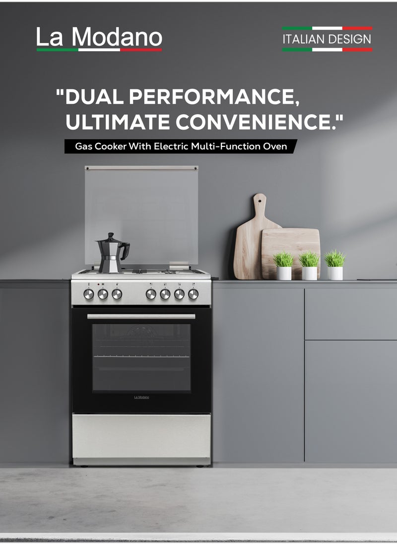 La Modano La Modano 60cm Gas Cooking Range with 4 Gas Burners Automatic Ignition Stainless Steel Finish and a Spacious 65L Oven - LMC601GG. Comes with a Reliable 1-Year Warranty  - Image 2