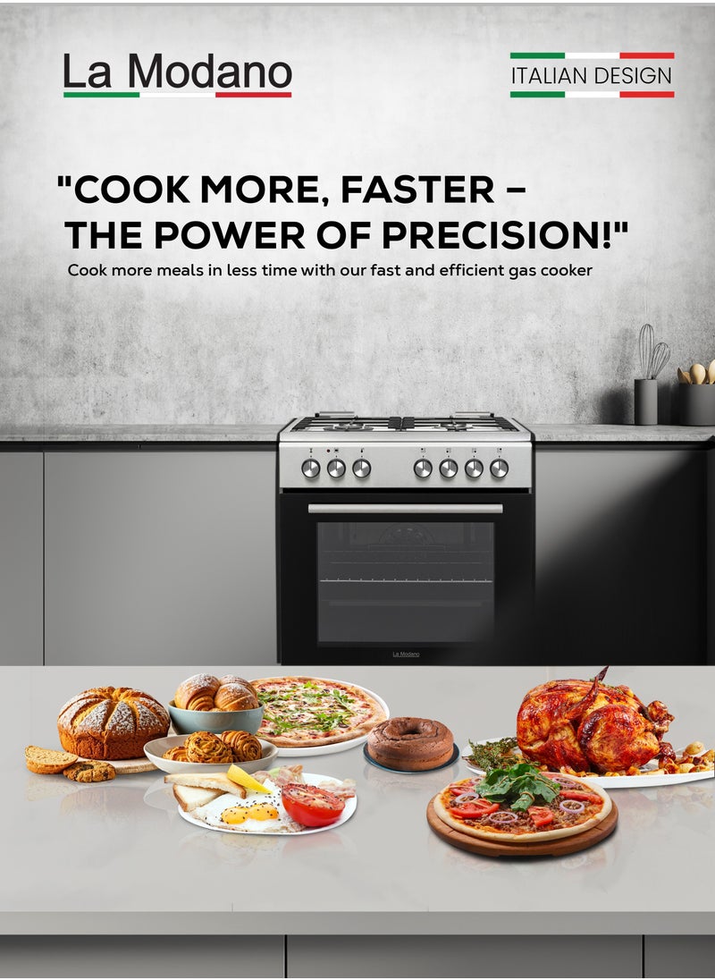 La Modano La Modano 60cm Gas Cooking Range with 4 Gas Burners Automatic Ignition Stainless Steel Finish and a Spacious 65L Oven - LMC601GG. Comes with a Reliable 1-Year Warranty  - Image 3