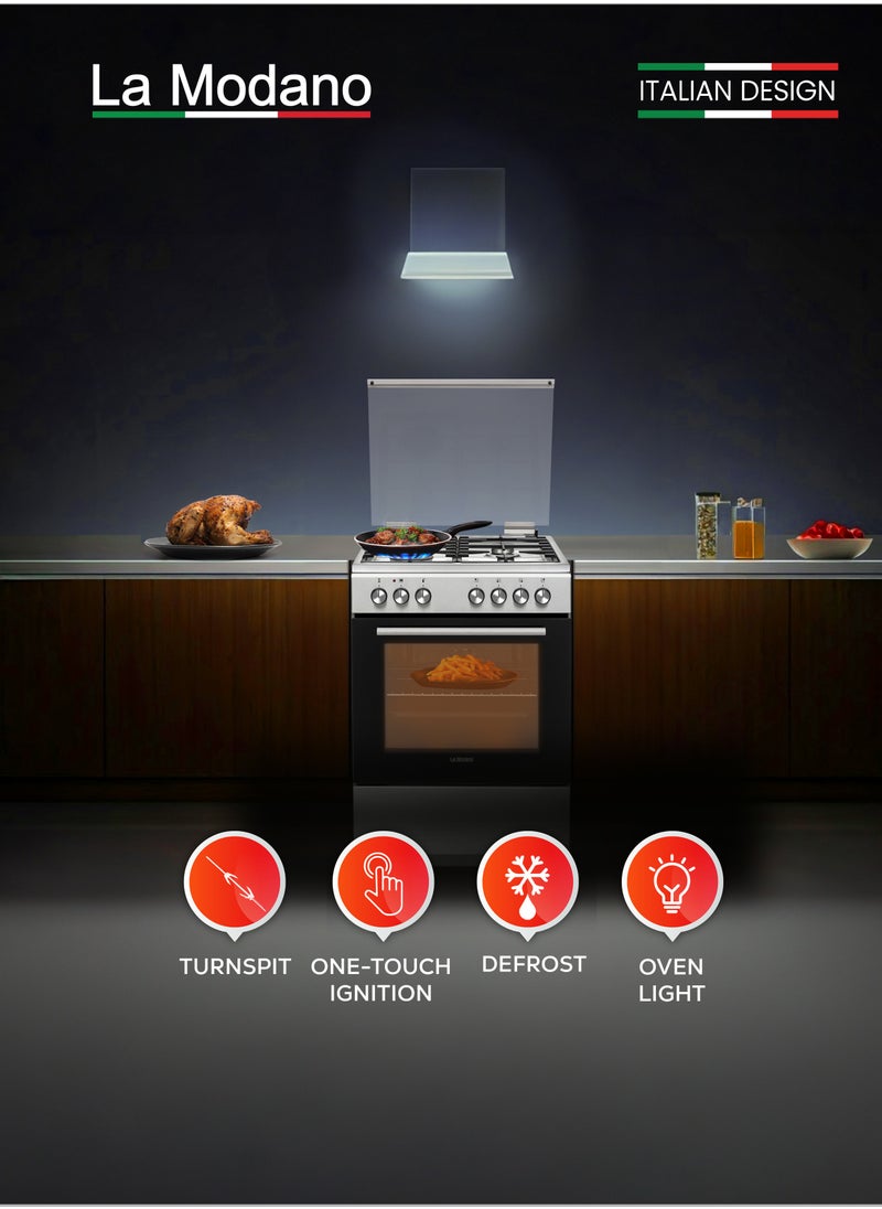 La Modano La Modano 60cm Gas Cooking Range with 4 Gas Burners Automatic Ignition Stainless Steel Finish and a Spacious 65L Oven - LMC601GG. Comes with a Reliable 1-Year Warranty  - Image 5