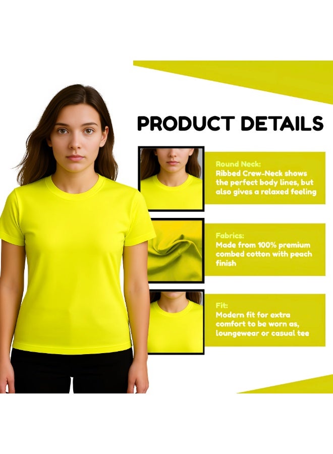 PRINTSHOP4ME Adult Round Neck Combed Women's T Shirt 190 GSM Pure Cotton Basic Colors - Image 4