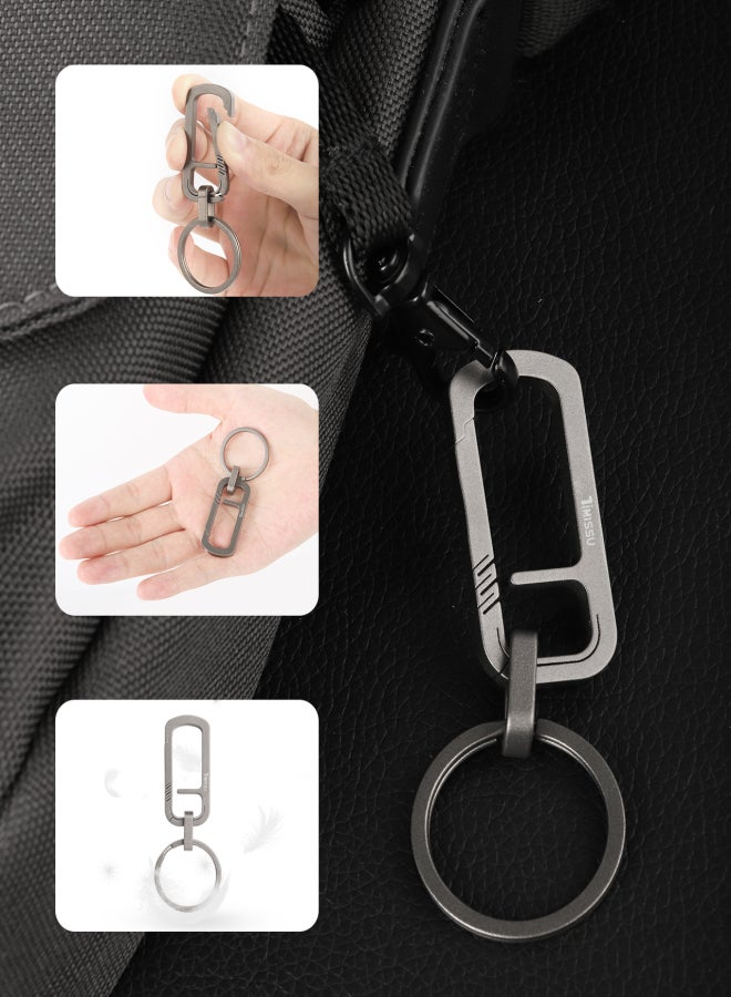 Titanium alloy car keychain men women high-grade waist hanging multifunctional stainless steel key chain ring ring personalised pendant A models Horse mouth box packaging - Image 5