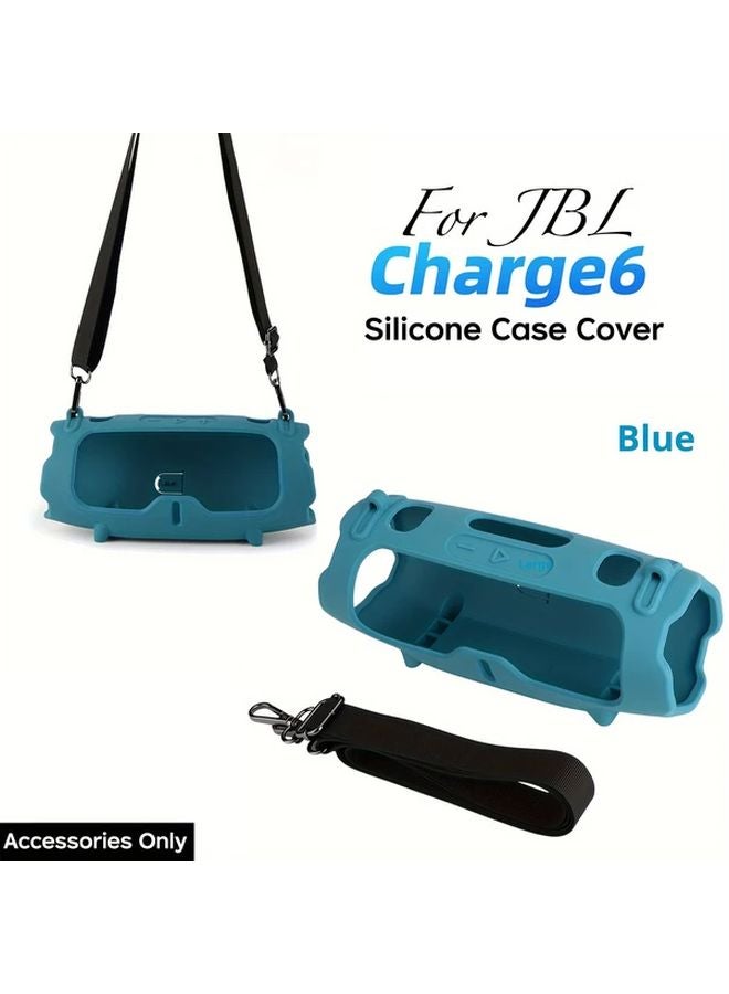 غطاء سماعة JBL Charge 6 باللون الأزرق مع حزام كتف، غطاء متين ومقاوم للانزلاق - Image 1