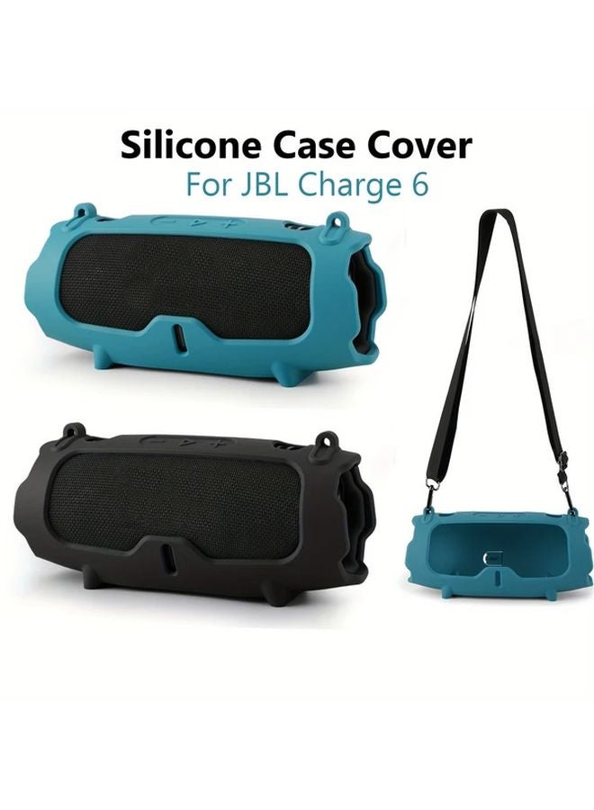 غطاء سماعة JBL Charge 6 باللون الأزرق مع حزام كتف، غطاء متين ومقاوم للانزلاق - Image 4