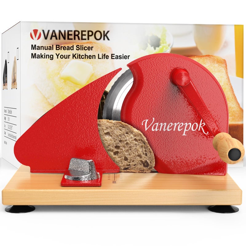 vanerepok Manual Bread Slicer for Homemade Sourdough Bread Versatile Hand Crank Bread Slicer for Sourdough Crusty Bread Etc Stainless Steel Slicers Adjustable Width for Homemade & Commercial Use - Image 1